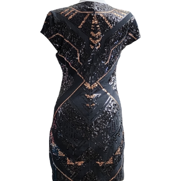 Express Mini Sequin Dress - Black, Copper (Gold) and Gray - Size S/P - EUC - Picture 5 of 6